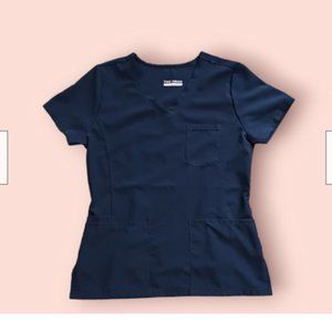 Trend Uniforms Scrub Top Size S womens V Neck Blue With 3 Pockets medical